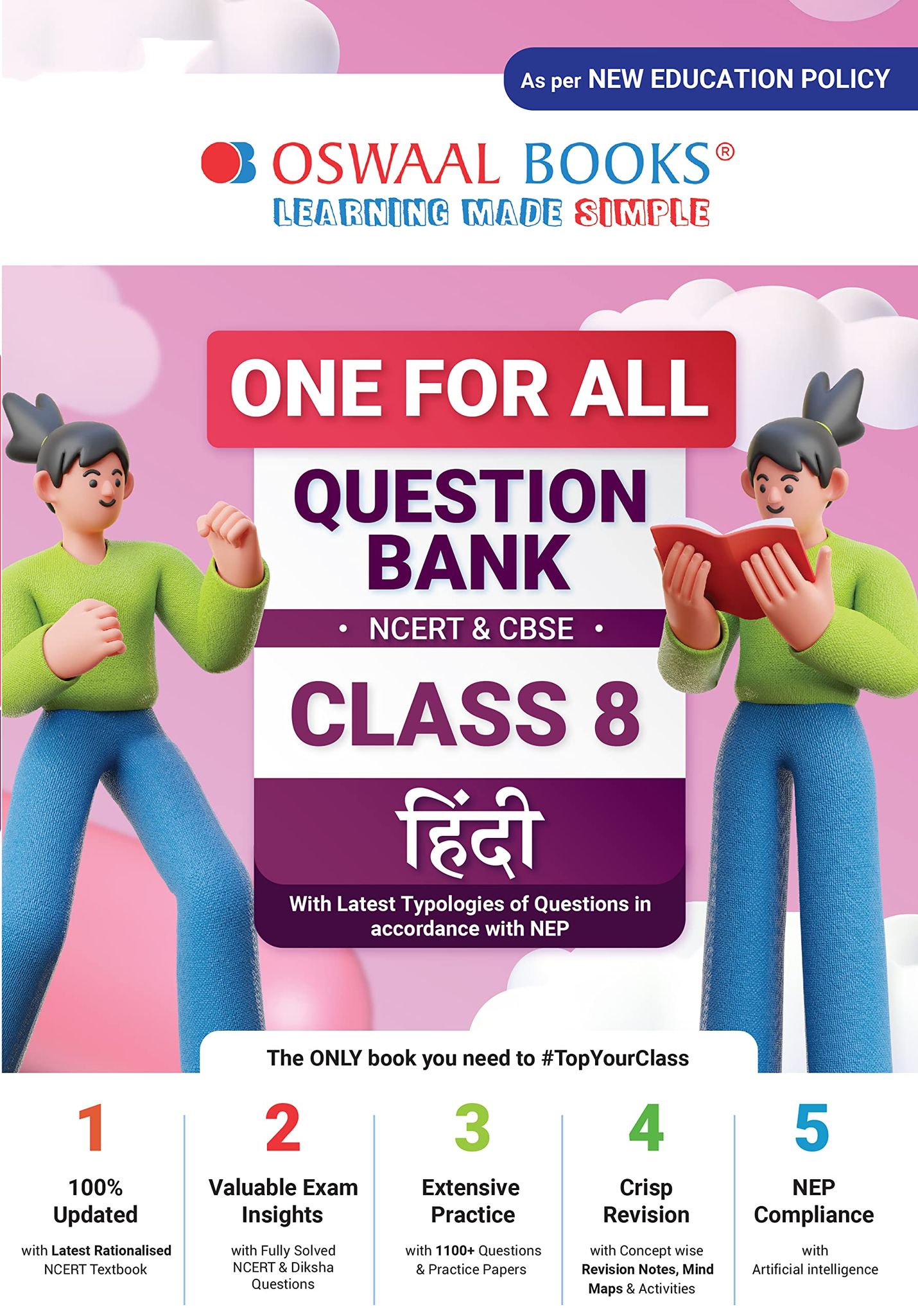 Oswaal One For All Question Bank NCERT & CBSE, Class-8 Hindi Hardcover Book (For 2023-24 Exam) [Hardcover] Oswaal Editorial Board