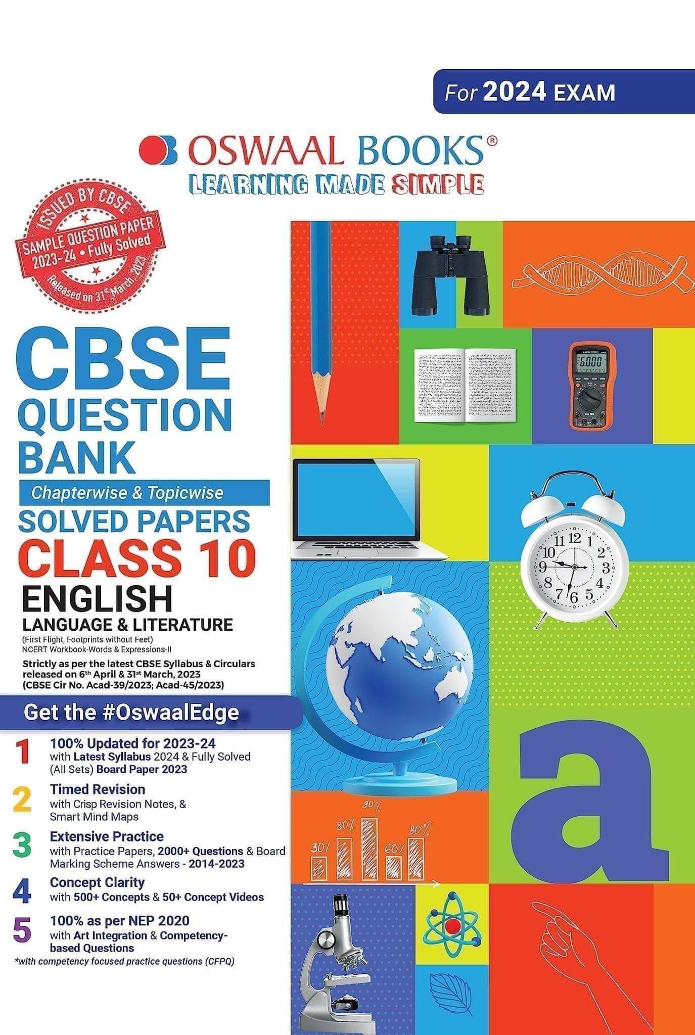 Oswaal CBSE Class 10 English Language & Literature Question Bank (2024 Exam)