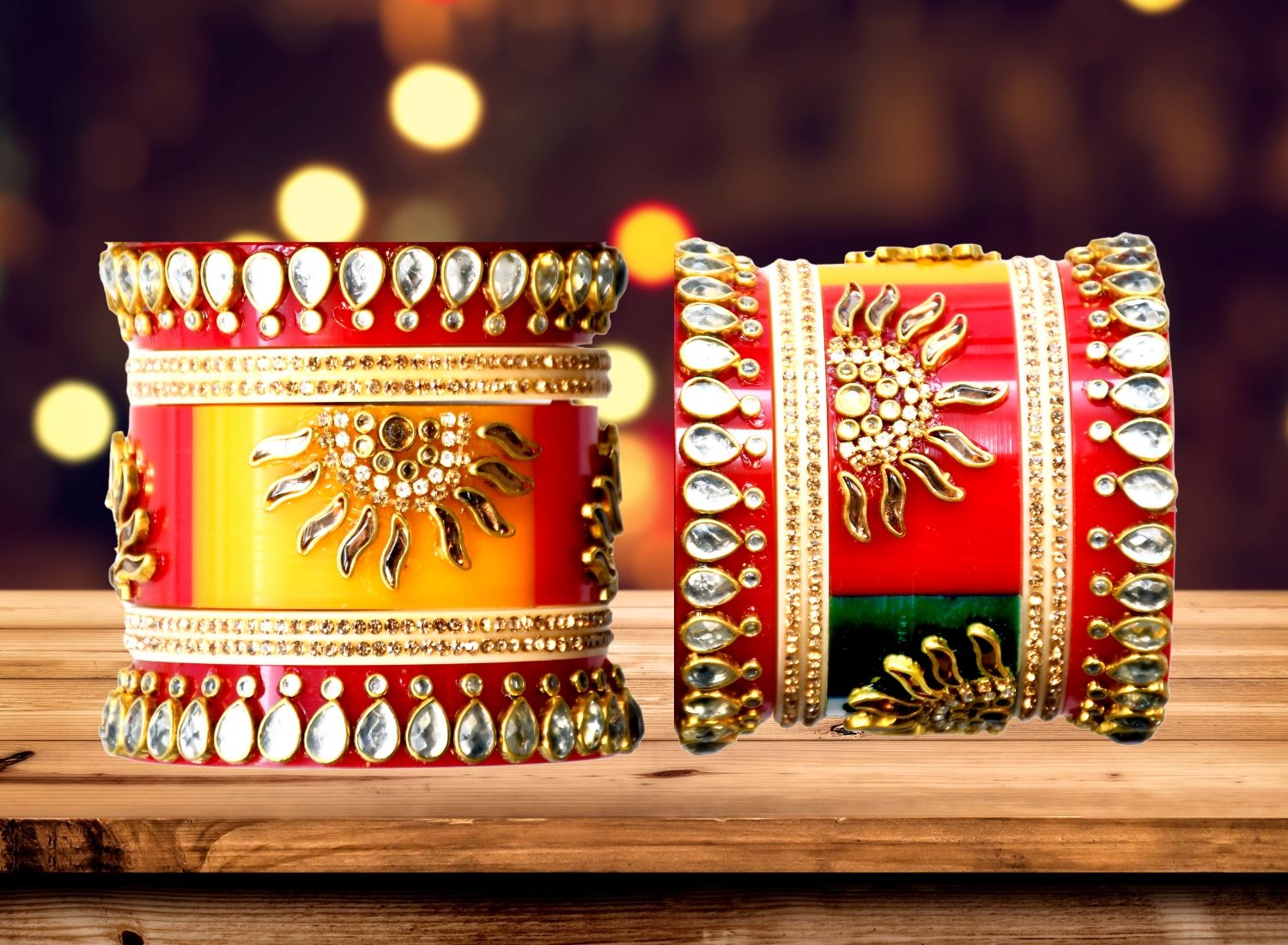 Glamorous Multi Colour Gold-Plated Wedding Chuda