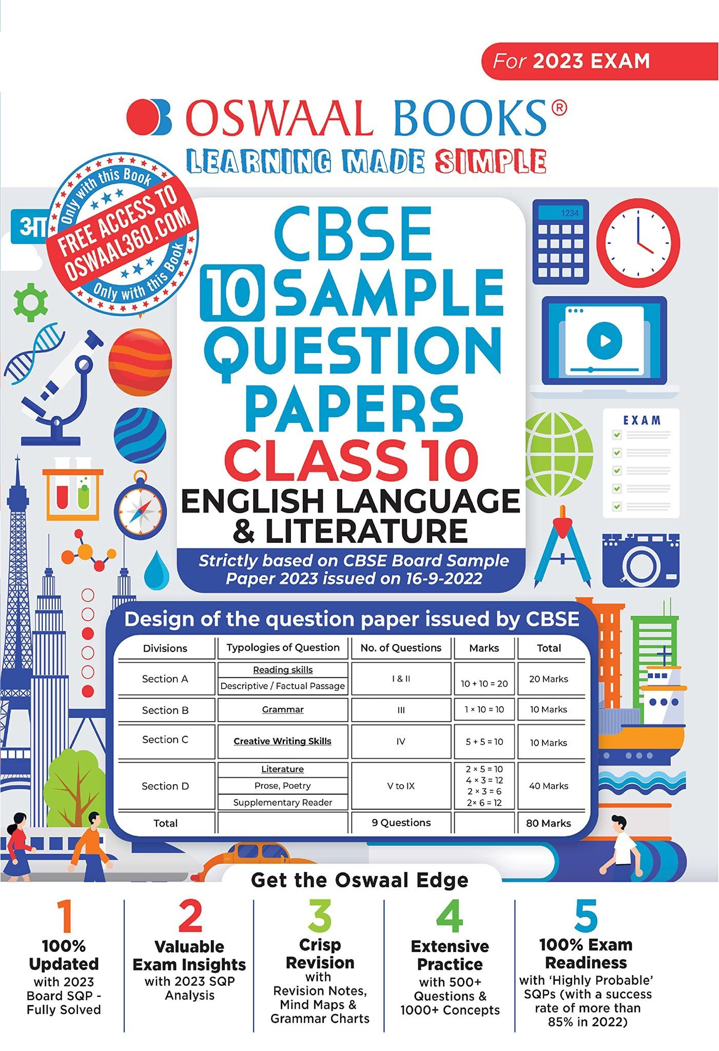 Oswaal CBSE Sample Question Papers Class 10 English Language & Literature Book for 2023 Board Exam (based on CBSE Sample Paper released on 16th September) [Paperback] Oswaal Editorial Board