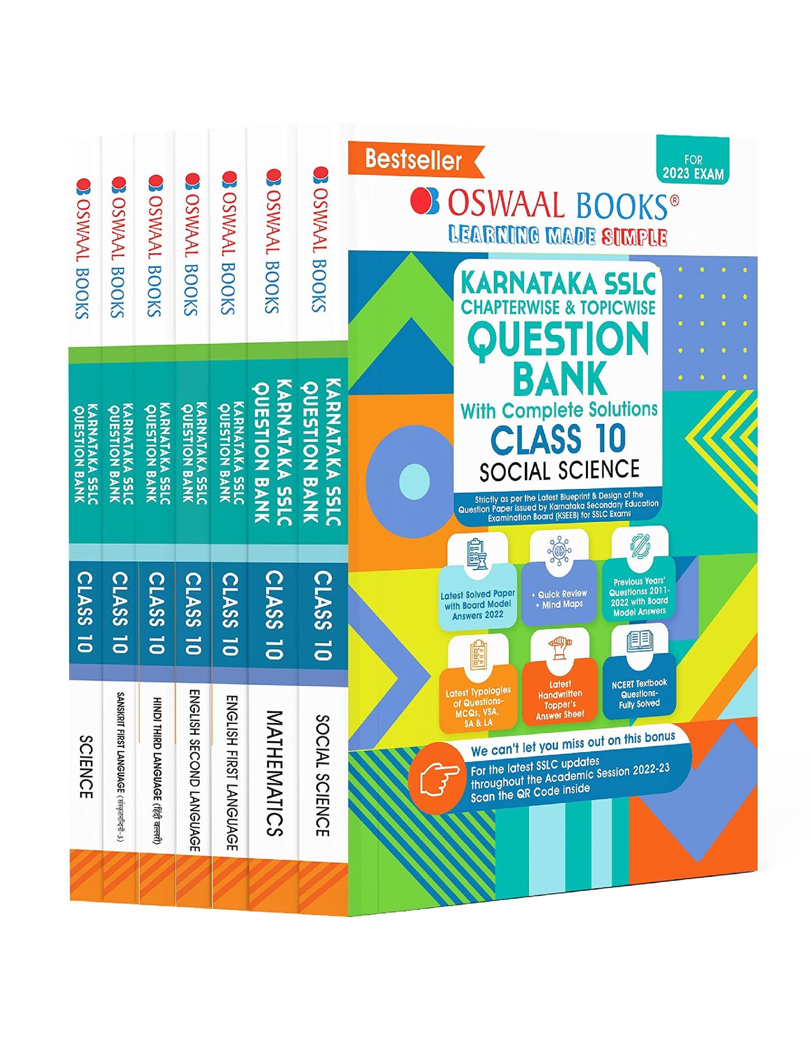 Oswaal Karnataka SSLC Question Bank Class 10 Eng Ist & IInd, Hindi 3rd, Math, Science, Social Science & Sanskrit (Set of 7 Books) (For 2023 Exam) Oswaal Editorial Board