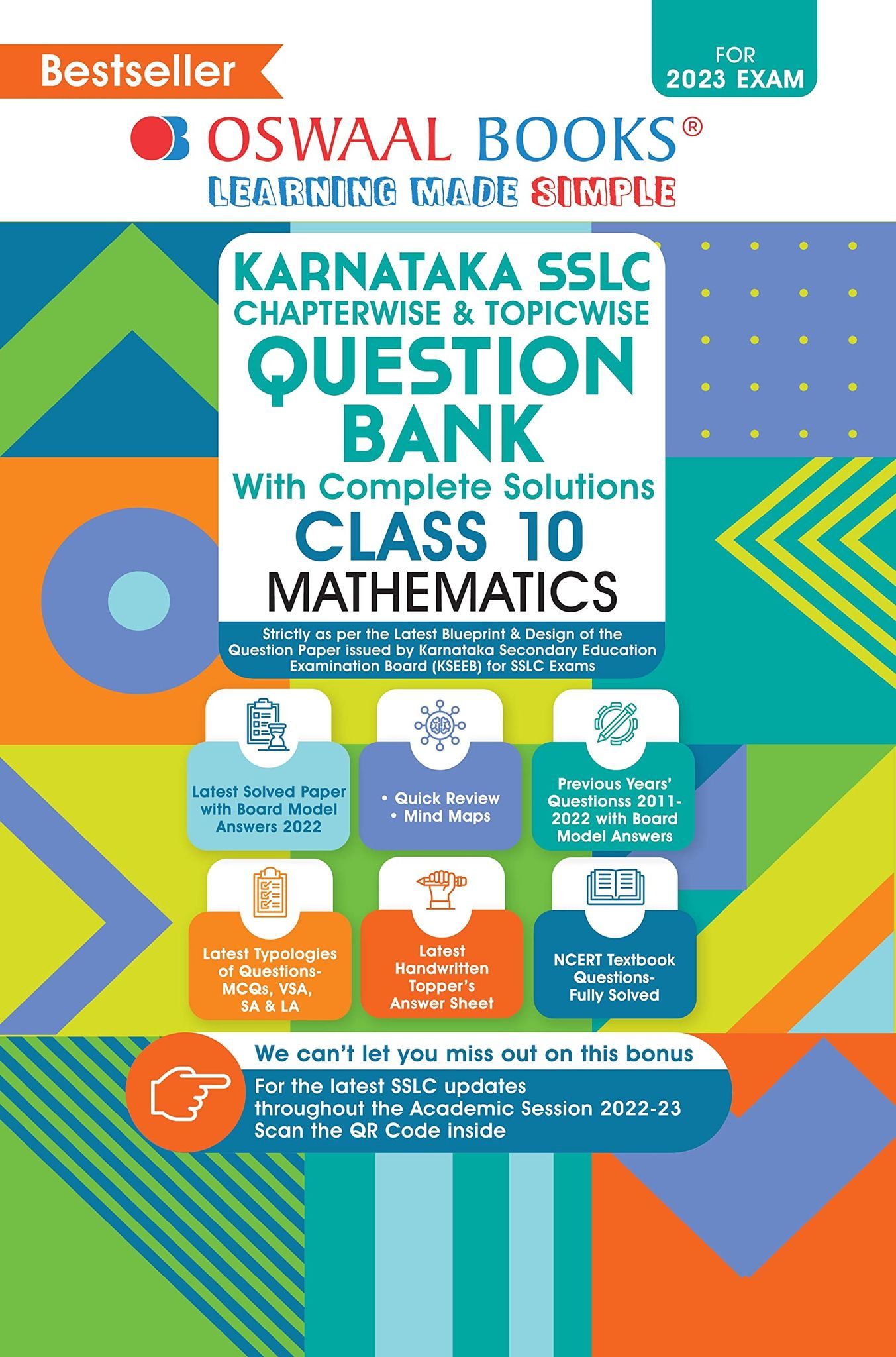 Oswaal Karnataka SSLC Question Bank Class 10 Mathematics Hardbound Book Chapterwise & Topicwise (For 2023 Exam) Oswaal Editorial Board