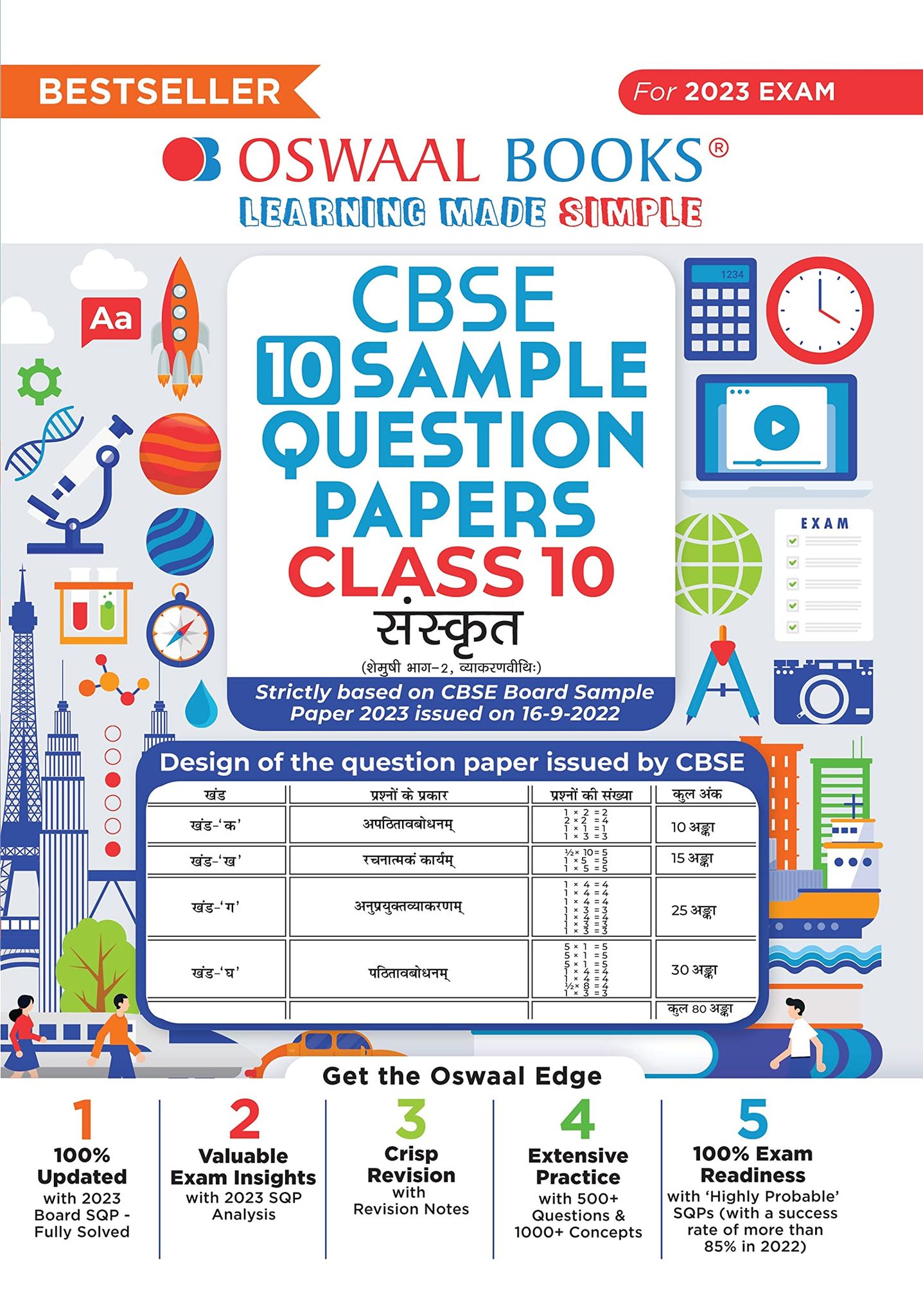 Oswaal CBSE Sample Question Papers Class 10 Sanskrit Hardcover Book for 2023 Board Exam (based on CBSE Sample Paper released on 16th September) [Hardcover] Oswaal Editorial Board