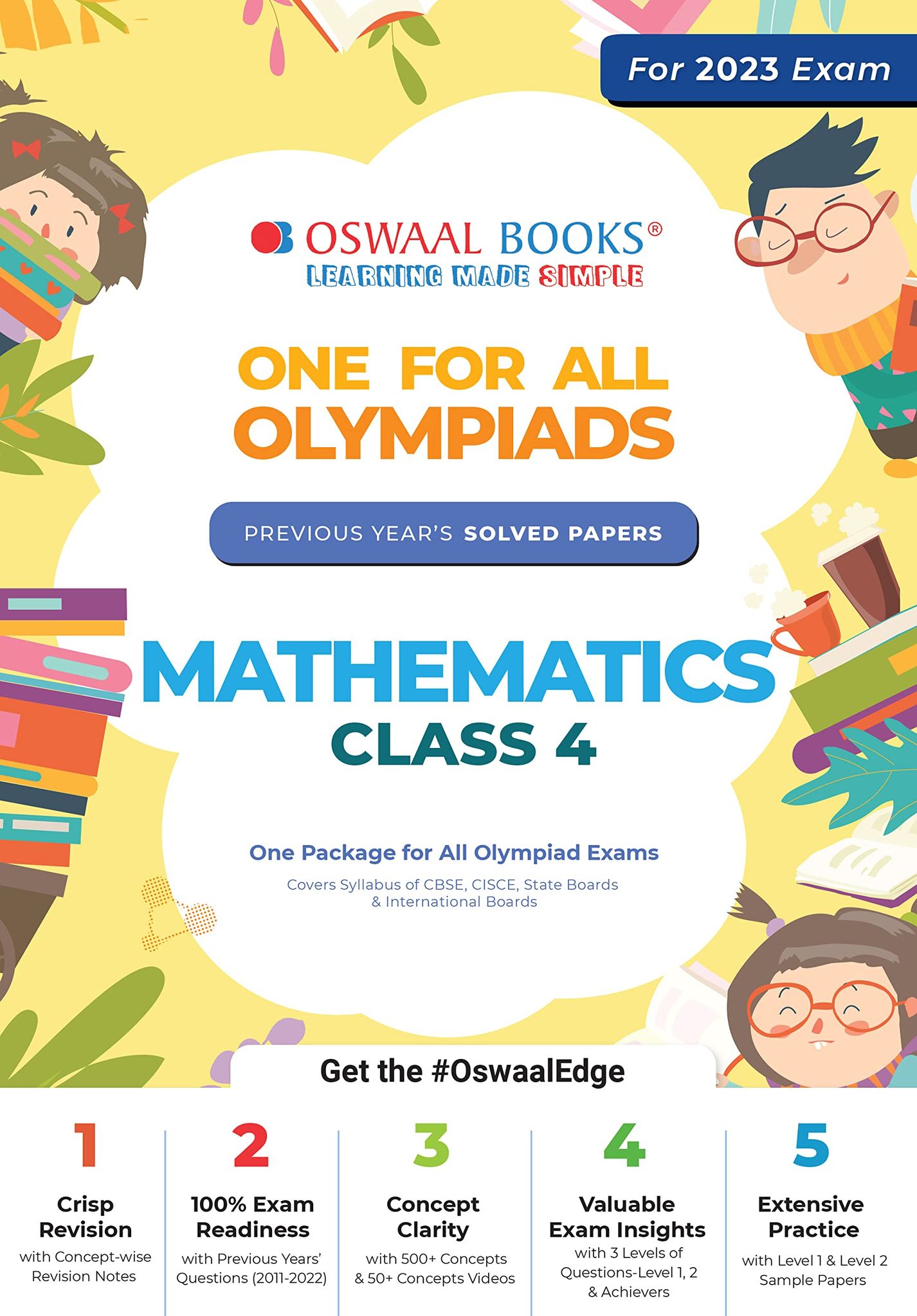 Oswaal One For All Olympiad Previous Years  Solved Papers, Class-4 Mathematics Hardcover Book (For 2023 Exam) [Hardcover] Oswaal Editorial Board