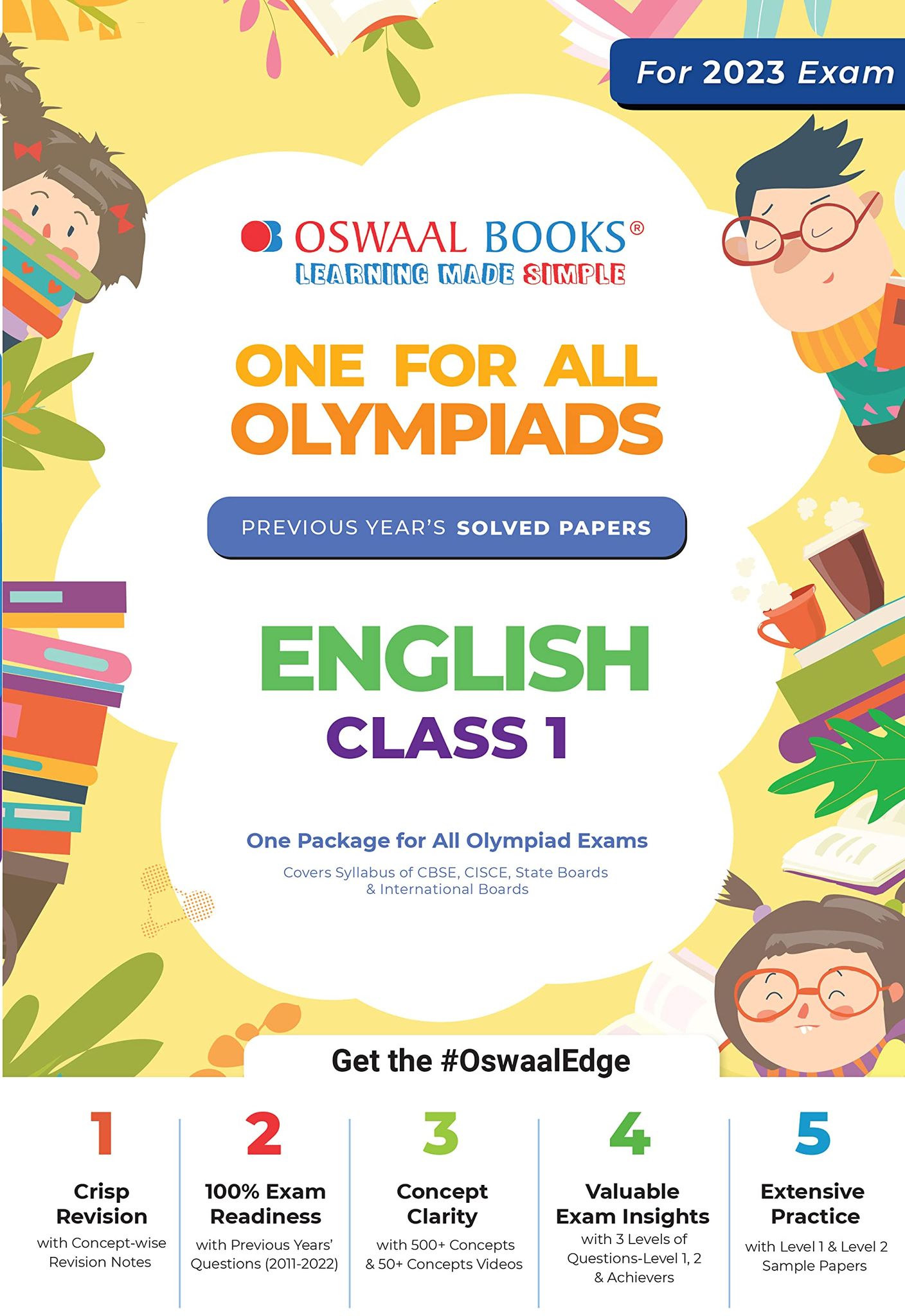 Oswaal One For All Olympiad Previous Years Solved Papers, Class-1 English Book (Useful book for all Olympiads) (For 2023 Exam) [Paperback] Oswaal Editorial Board