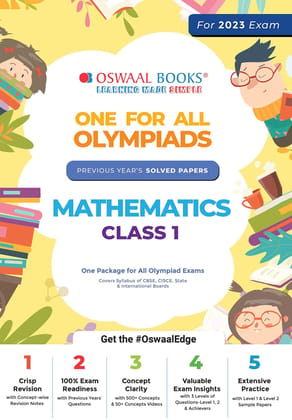 Oswaal One For All Olympiad Previous Years' Solved Papers, Class-1 Mathematics Book (Useful book for all Olympiads) (For 2023 Exam) [Paperback] Oswaal Editorial Board