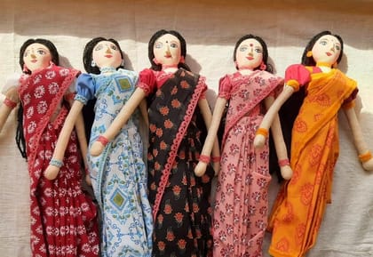 Handmade Fabric Play Doll in Indian Drapes | Stuffed Fabric Doll in Saree | Collectible Dolls Made in India