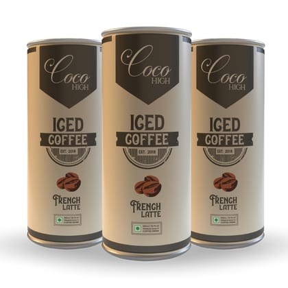 COCOHIGH Iced Coffe Cold Brew - French Latte - 200ml Pack Of 3