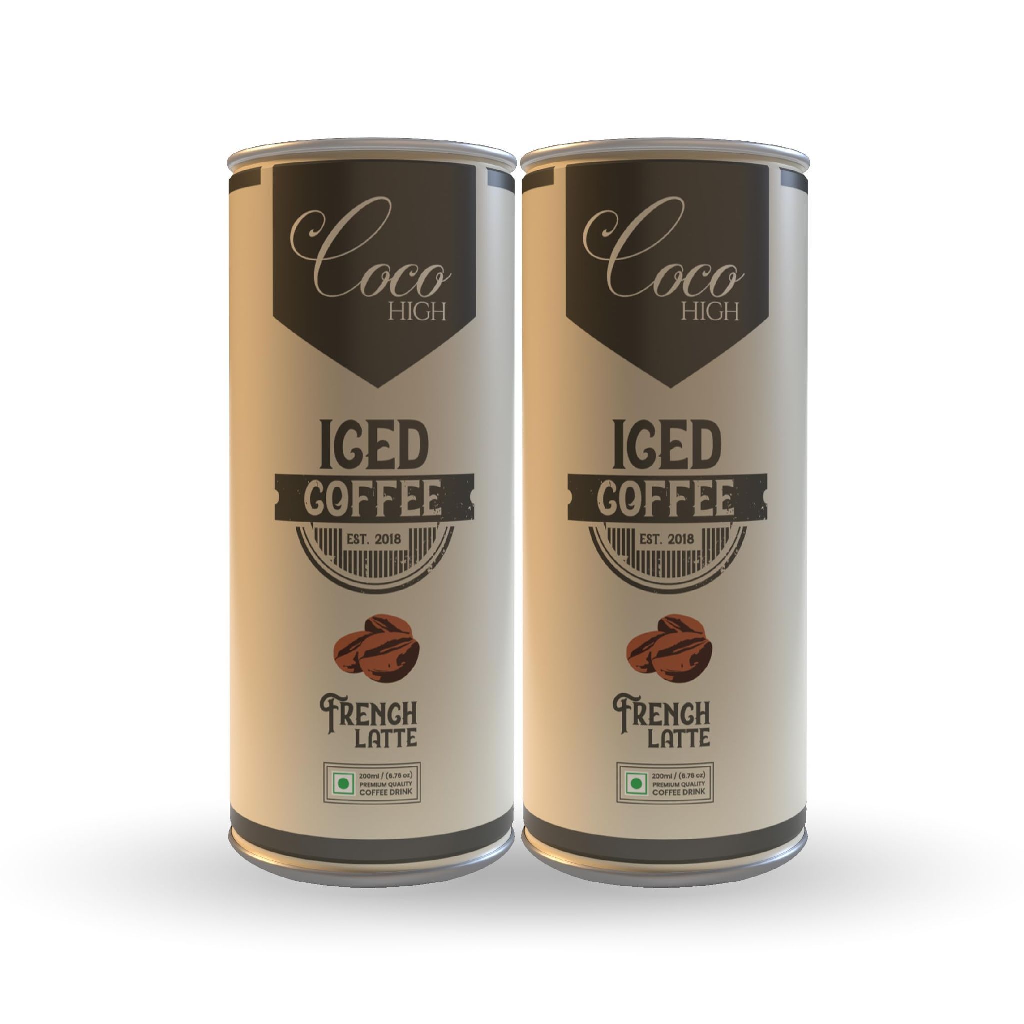 COCOHIGH Iced Coffe Cold Brew - French Latte - 200ml Pack Of 2