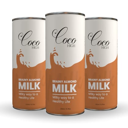 COCO HIGH Brainy Almond,Badam Flavour Milk - 200ml Pack Of 3