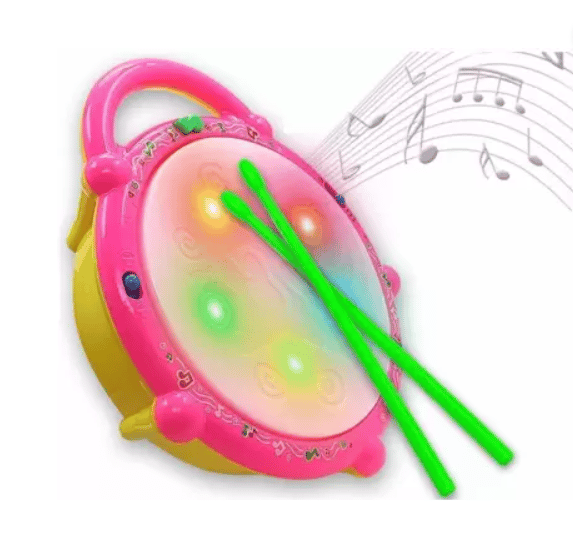 Dark to Bright Flash Drum with Sticks, Electronic Non Toxic Drum with Lights for Kids  (Yellow, Pink)