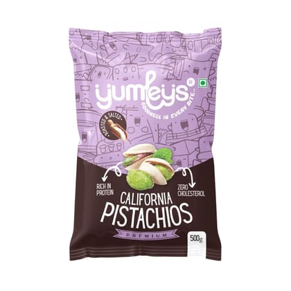 Yumleys Premium California Roasted & Mildly Salted Pista | Pistachios (500g)