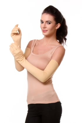 Teemoods Womens Printed Cotton Long Summer Gloves for protection from Sun, Heat and Dust Pollution, UV protection, Perfect for Biking, Cycling, Hiking and other Outdoor Activities.