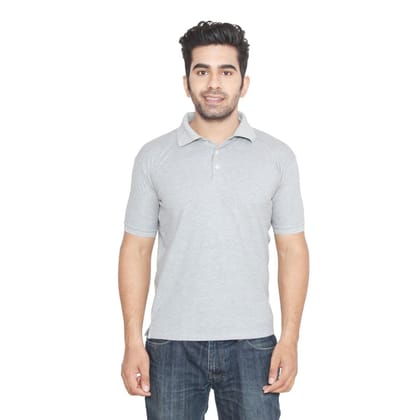 Teemoods Men's Cotton Pique Half Sleeves Solid Colored Polo T Shirt (Grey, Large)