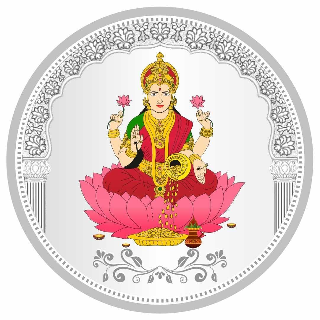 TeeMoods Silver Coin 999 Pure-Colorful Laxmiji, Hallmarked Silver Coin 10gms for Diwali Puja, Bhai Dooj Gift