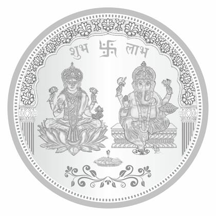 TeeMoods Silver Coin 999 Pure-Laxmi Ganeshji, Hallmarked Silver Coin 10gms for Diwali Puja, Bhai Dooj Gift