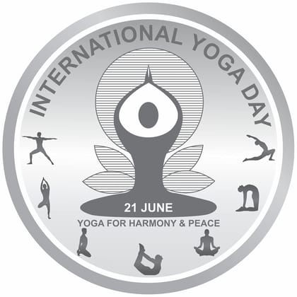 TeeMoods Silver Coin 999 Pure-International Yoga Day-10gms-1903-SC-12