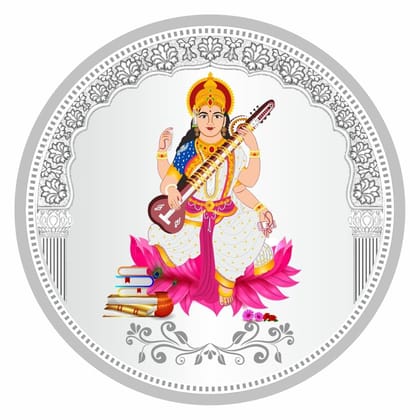 TeeMoods Silver Coin 999 Pure-Colorful-Saraswati-10gm-1903-SC-10