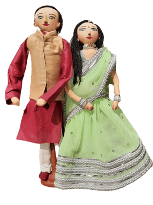 Minimalist Indian Couple Doll from Fabric ( Tell your colours ) Traditional Couple with a Surprise Gift