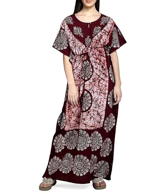 Ukal Cotton Regular Printed Round Neck Floor Length Nighty Night Gown Maxi