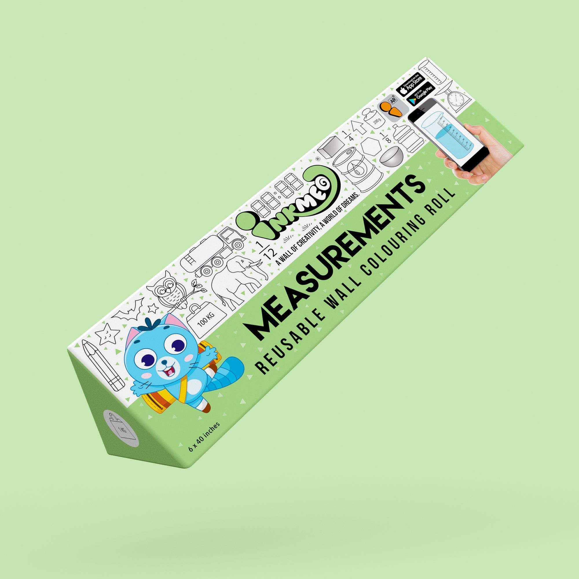 Measurement Reusable Wall Colouring Roll - Augmented Reality Learning (6 Inches)