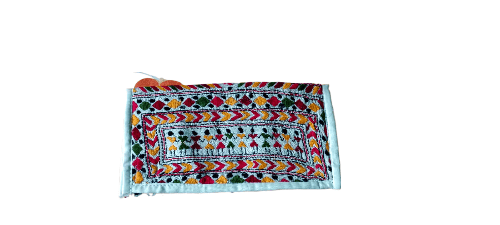 Katha stitch hand purse for girls (White)