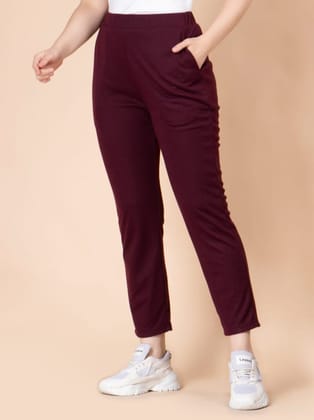 ENTELLUS Bootcut Pant with side pockets in maroon colour