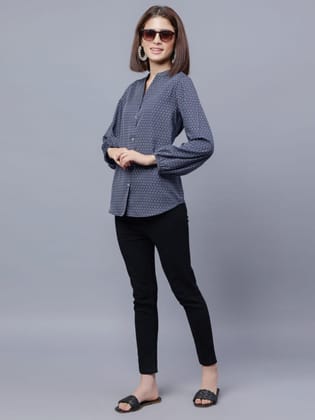 ENTELLUS Women’s mandarin collar full sleeve top shirt