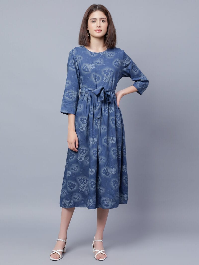 ENTELLUS A Line Frock Dress in blue colour for women’s