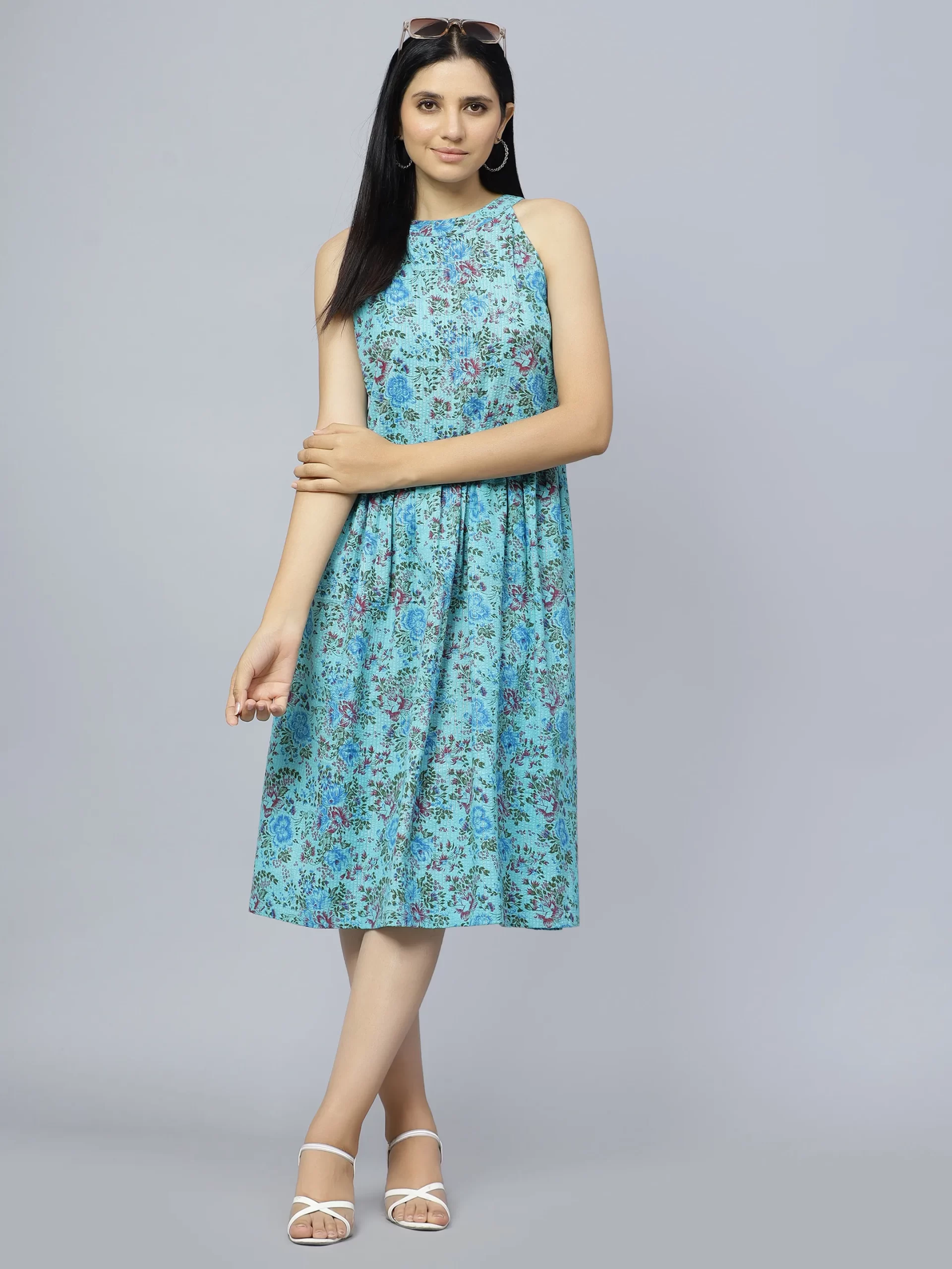 Sleeveless Knee length floral dress