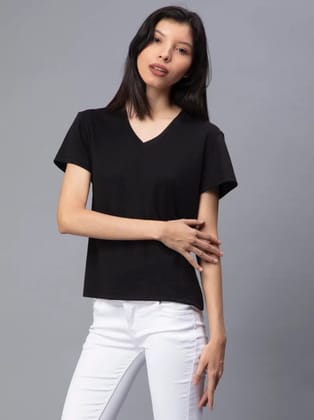 Black V-Neck T-Shirt short sleeve
