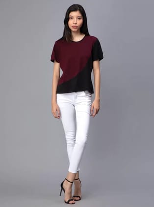 Round neck curve Maroon & Black t-shirt