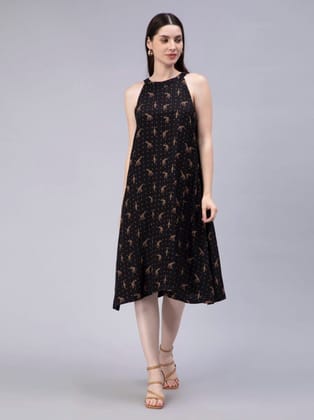 Knee Length, printed, sleeveless cool fabric dress