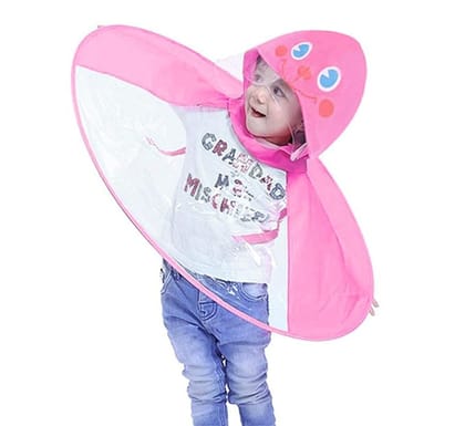 UFO Foldable Raincoat | Folding Umbrella | Creative Gifts | Hat Umbrella for Rain | Free Size | Pink