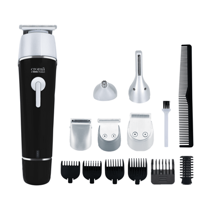 Croma 11-in-1 Rechargeable Cordless Grooming Kit for Nose, Ear, Eyebrow, Beard & Moustache for Men & Women (120min Runtime, Water Resistant, Black)