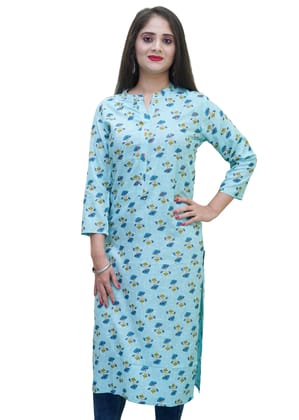 Womens cotton block  printed straight embellished kurta