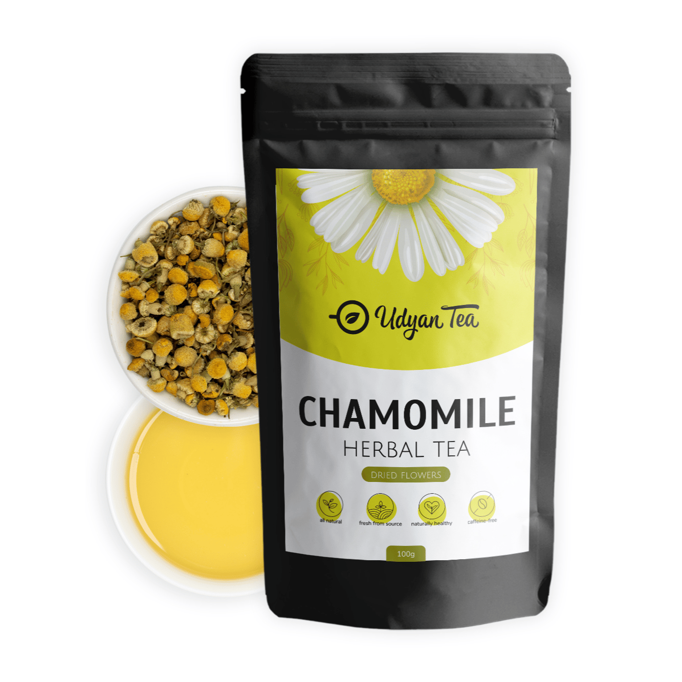 Udyan Tea Chamomile Pure Herbal Tea | Fresh Dry Flower Buds | Herbs for Improving Sleep Quality and Relieving Stress