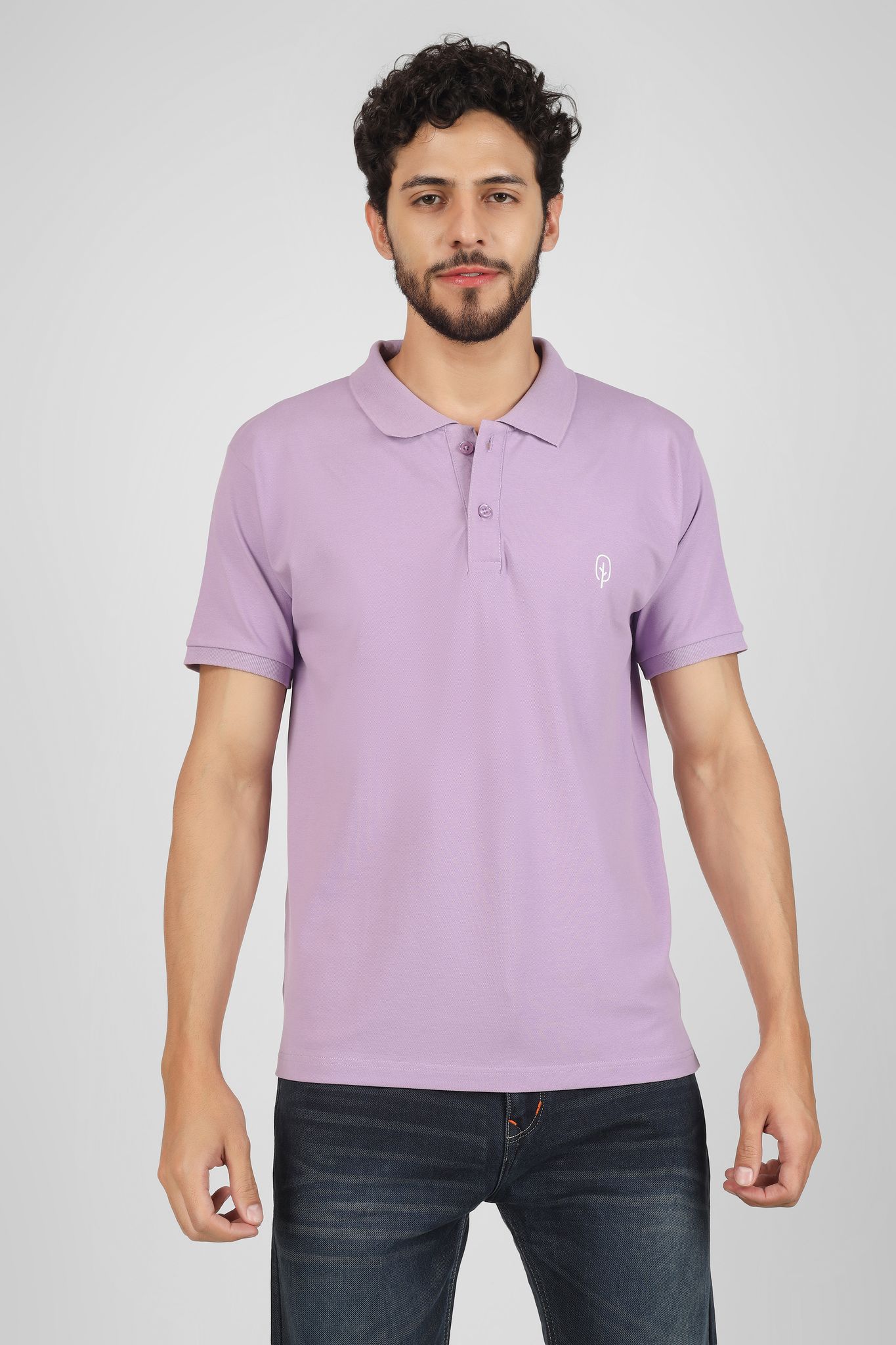 BLUEFICUS Men Solid Polo Neck Pure Cotton T-Shirt (Purple)