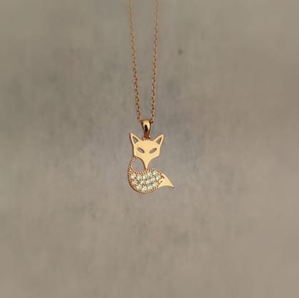 Fox Shape AD Studded Rose-Gold Chain