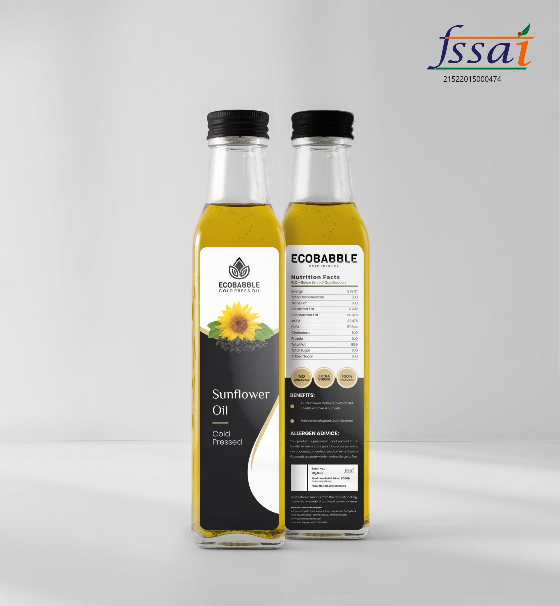 ECOBABBLE Cold Press Sunflower Oil