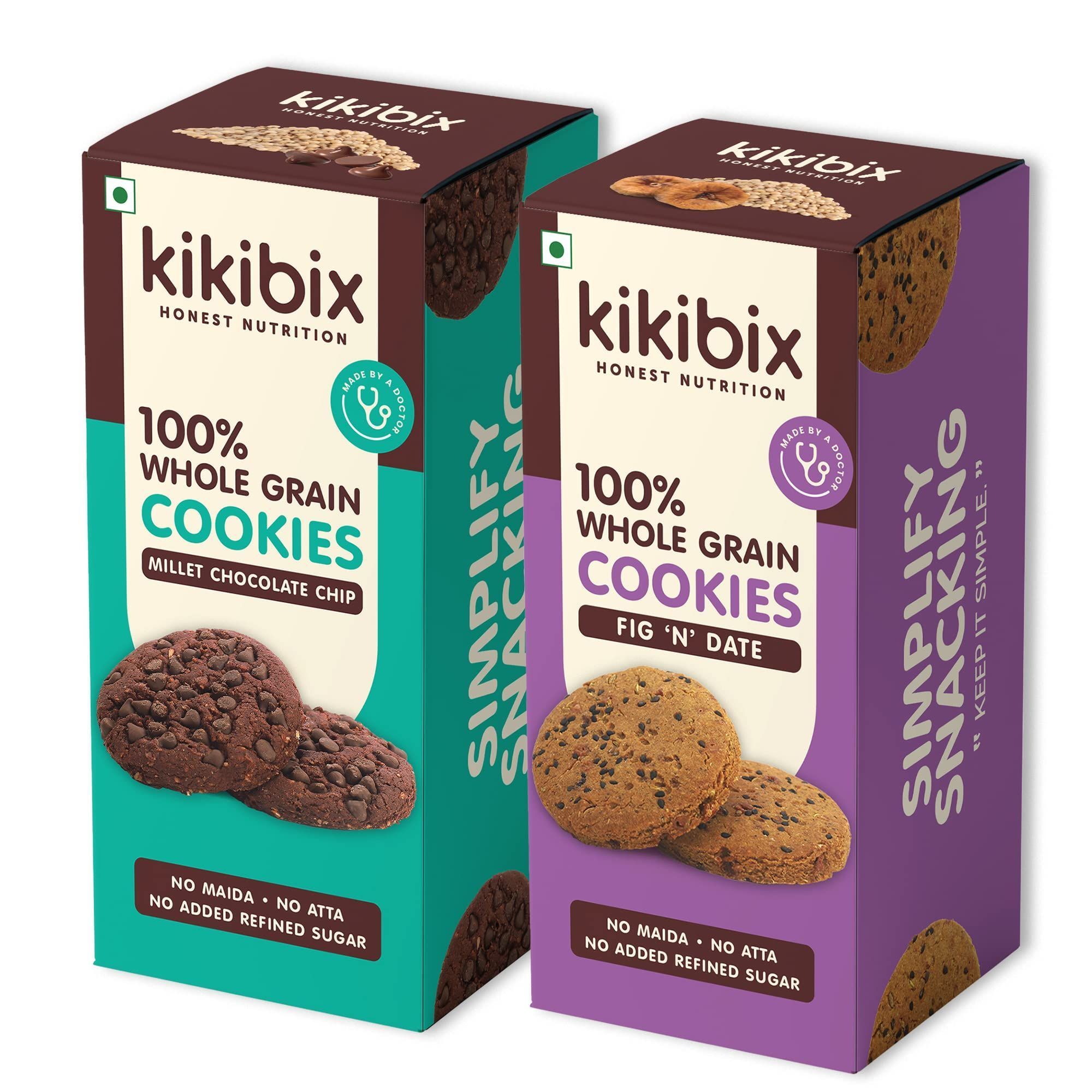 Kikibix Fig N Date & Millet Chocolate Chip Cookies Combo