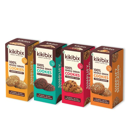 Assorted Combo Pack of 4(AlmondCashew+MilletChocolate Chip+Protein Almond+Cranberry Oats