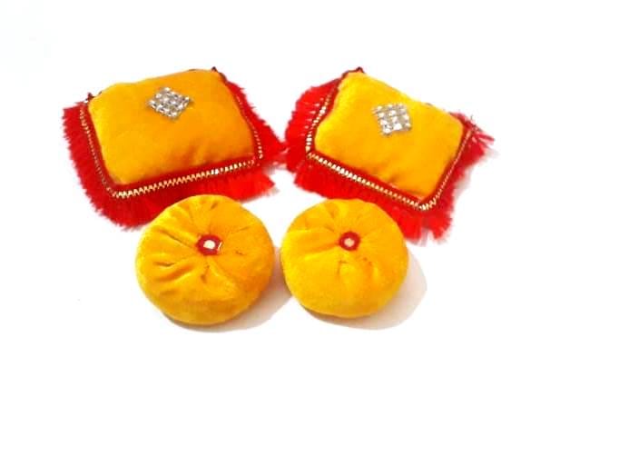 Beautiful Soft All Idol  Yellow Gaddi  for Laddu Gopal Set- 1 to 5 (puja Article)