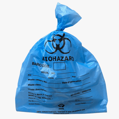 Bio Medical Waste Disposable Bags For Home/Hospitals/Office/Schools/ 100% Virgin - 50 Microns (15"x19") Blue - Small Size (100 Bags )