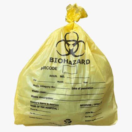 Bio Medical Waste Disposable Bags For Home/Hospitals/Office/Schools/ 100% Virgin - 50 Microns (15"x19") Yellow - Small Size (100 Bags )