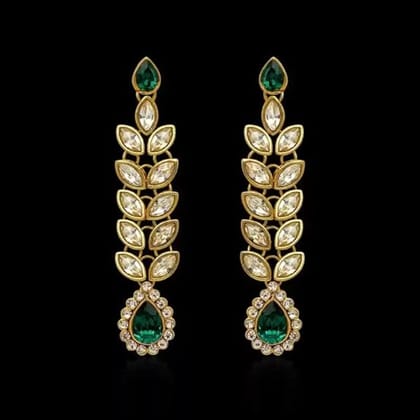 STOREPEDIA Green Traditional Kundan Earrings Set For Women/Girls Indian Earring Set for Wedding/Office/Stylish Trendy Accessories Latest Jewellery for Women