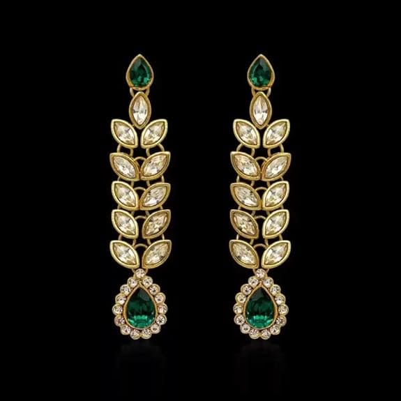 STOREPEDIA Green Traditional Kundan Earrings Set For Women/Girls Indian Earring Set for Wedding/Office/Stylish Trendy Accessories Latest Jewellery for Women