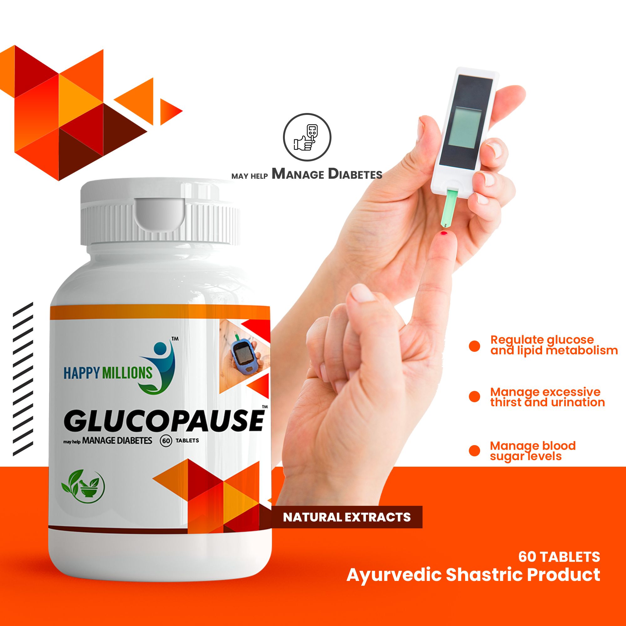 Happy Millions GlucoPause - Natural Diabetes mange Supplement |  60 Tablet