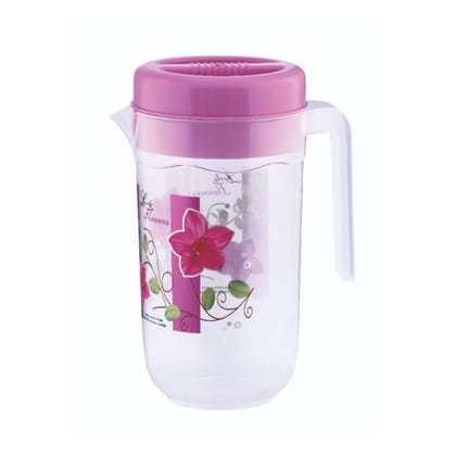 JUG Floral Design Plastic Water Jug with lid 2LTR