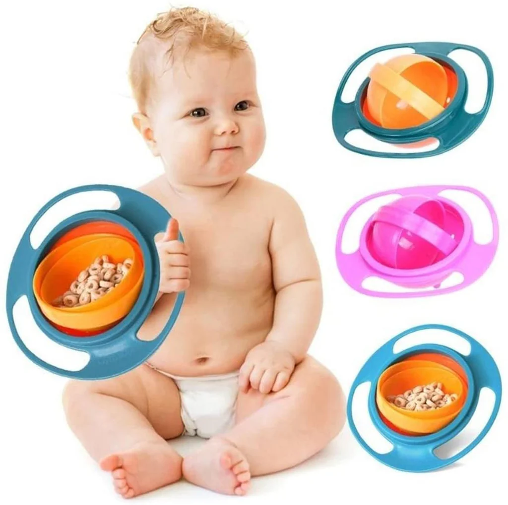 Portable Non Spill Feeding Toddler Gyro Bowl 360 Degree Rotating Dish/Bowl for lunch